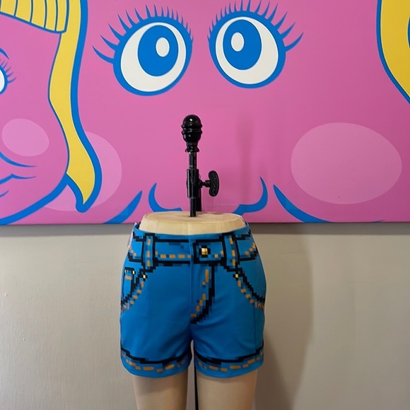 Moschino Couture Blue Pixel Shorts NWT